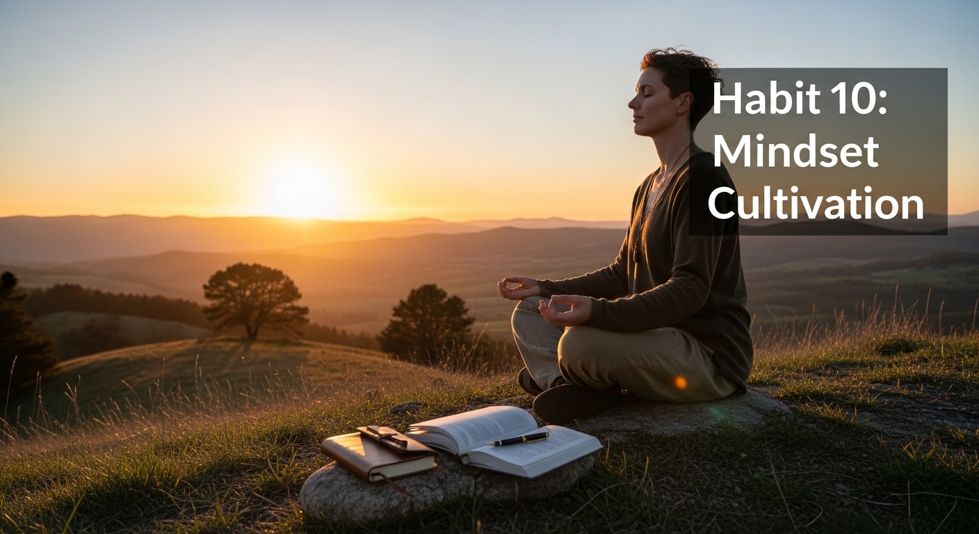 10 Healthy Habits: Proven Ways to Unlock Lasting Balance. 6 Person meditating outdoors, practicing mental training as part of 10 Healthy Habits
