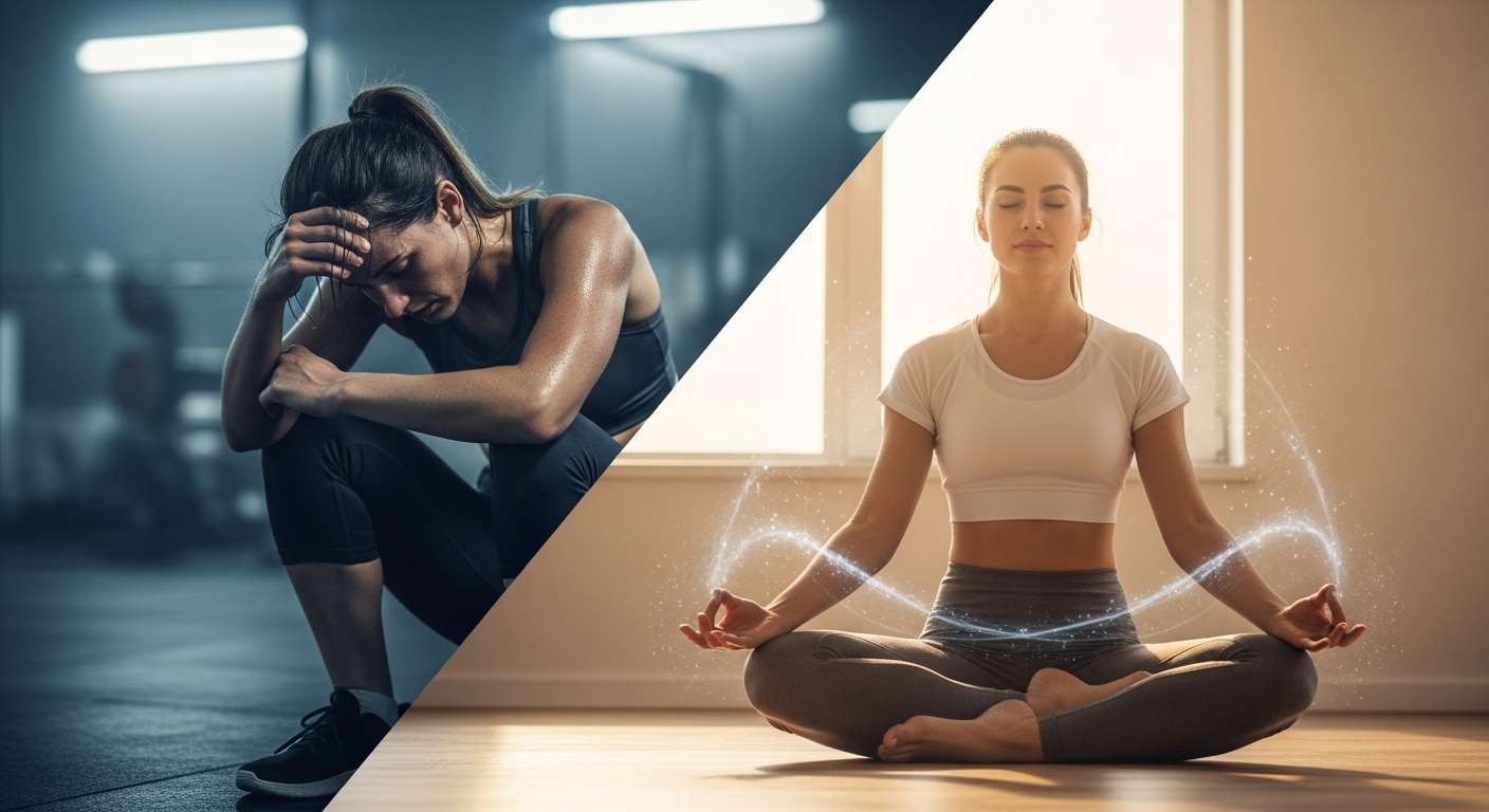 Mindful Recovery: 7 Hidden Secrets That Transform Agony. 5 efore and after transformation showing journey from muscle agony to strength through mindful recovery hidden secrets