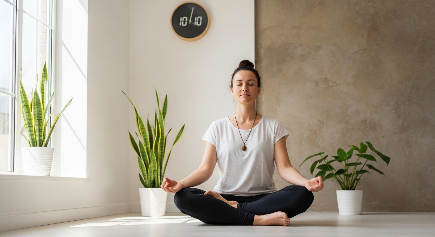 Change Your Life in 10 Minutes: Effortless Recovery Hack. 1 Person peacefully meditating to change your life in 10 minutes with recovery techniques.