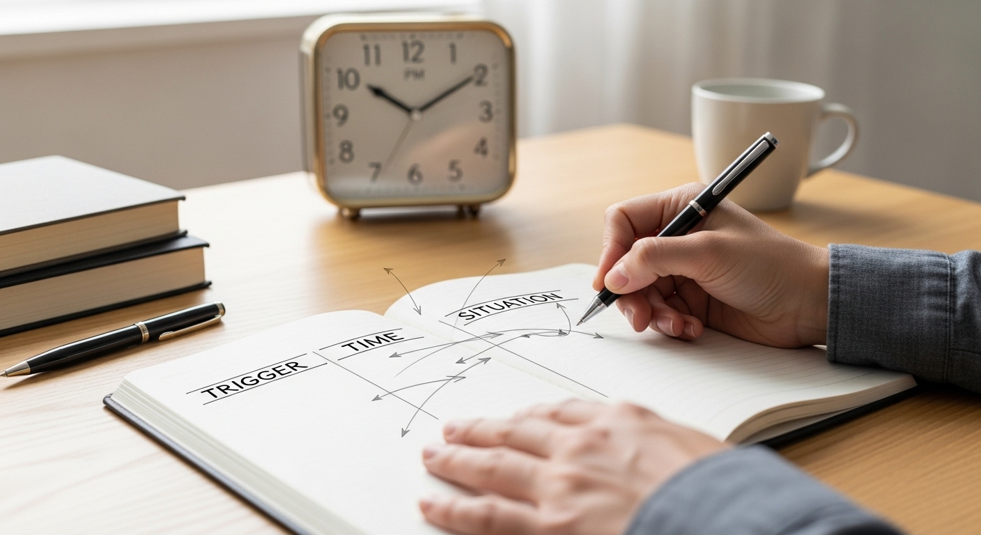 Stress Management Journal: 7 Bold Ways to Unlock Growth. 4 Person using a Stress Management Journal to document triggers, times, and situations for stress recognition