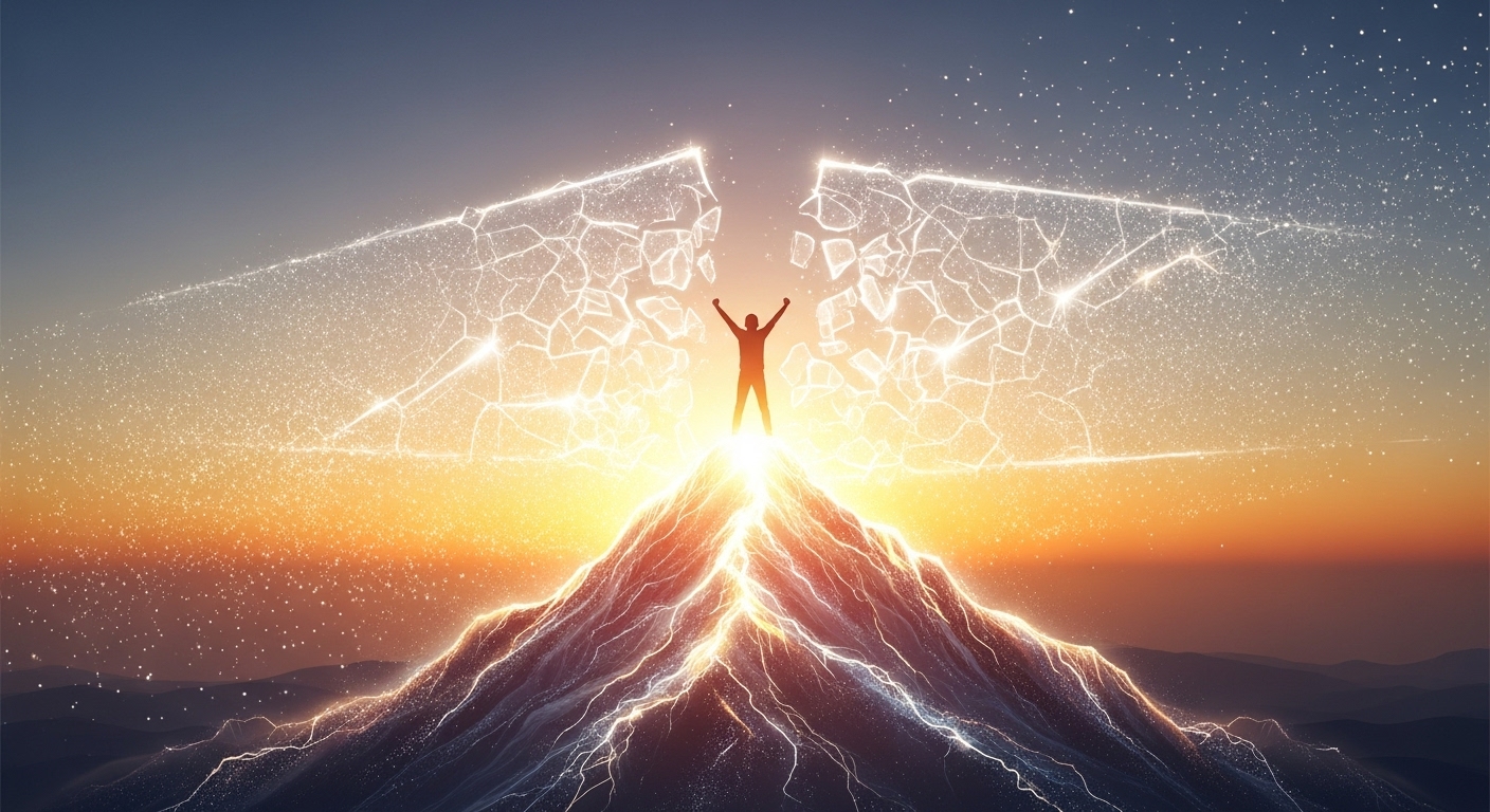 Person achieving breakthrough moment using mind body connection imagery to overcome recovery barriers
