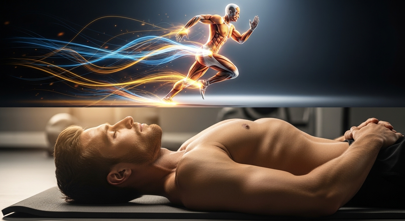 Athlete using guided imagery and mind body connection for injury recovery and performance visualization