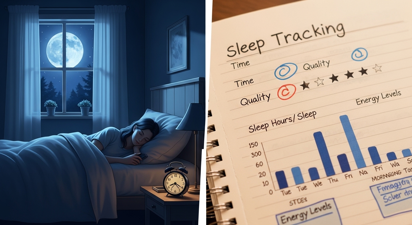 Recovery Journaling: 7 Proven Ways to Boost Post Workout Healing. 2 Sleep tracking journal page with quality ratings and recovery markers for better workout performance