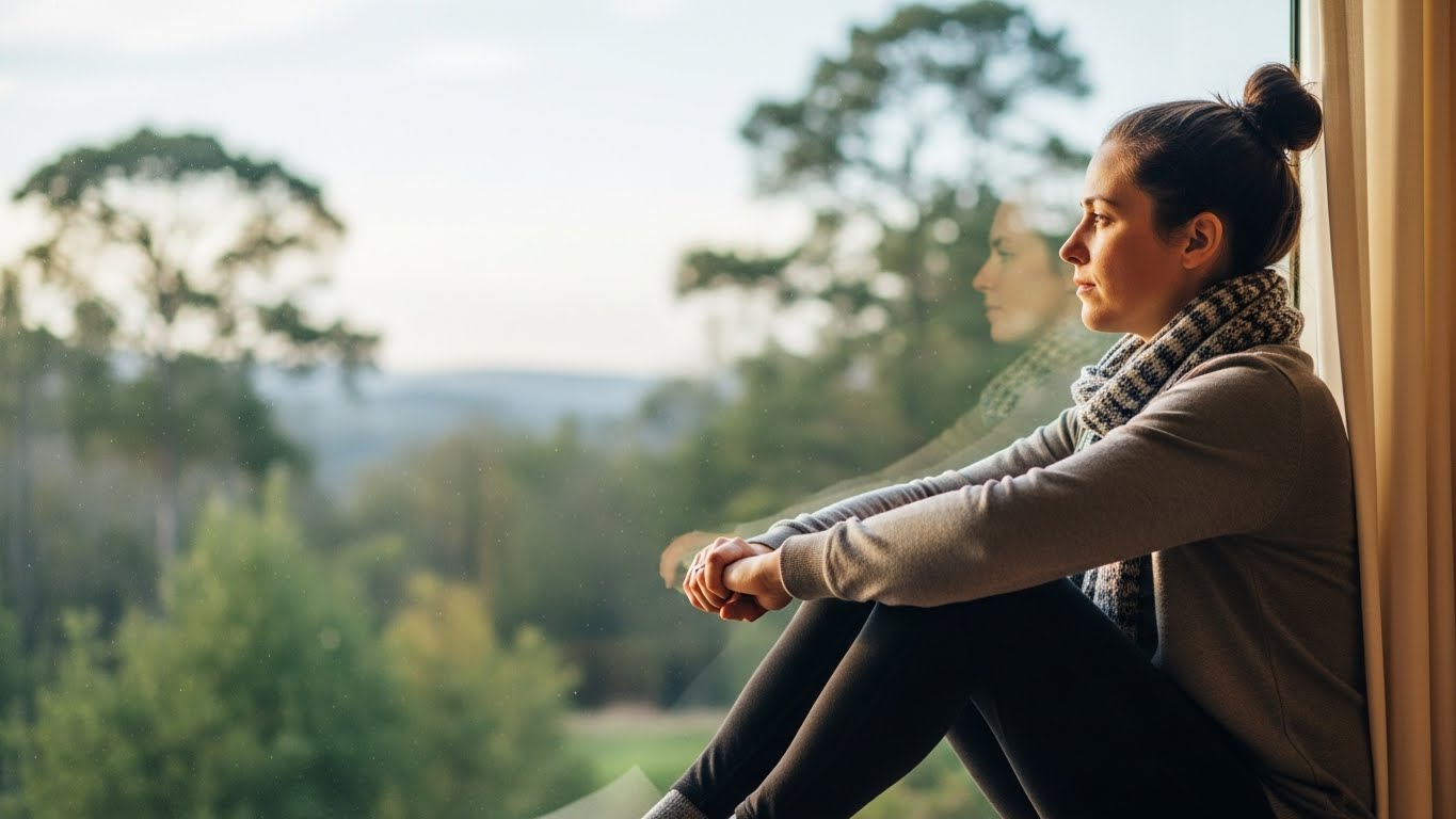 Person gazing at distant nature view to reset your mind through attention redirect and visual rest practice