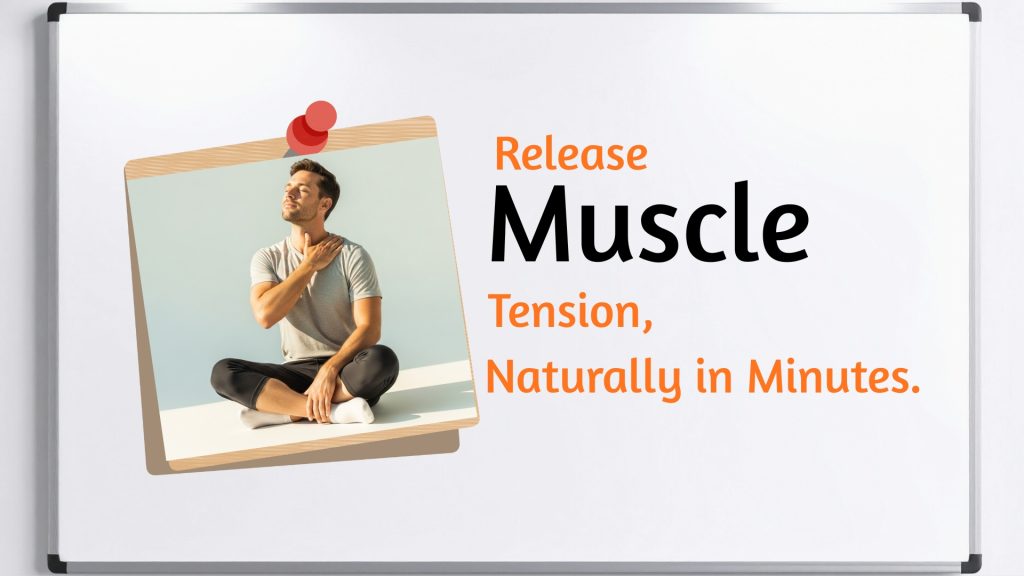 Person with eyes closed gently touching neck demonstrating muscle tension relief technique in peaceful setting
