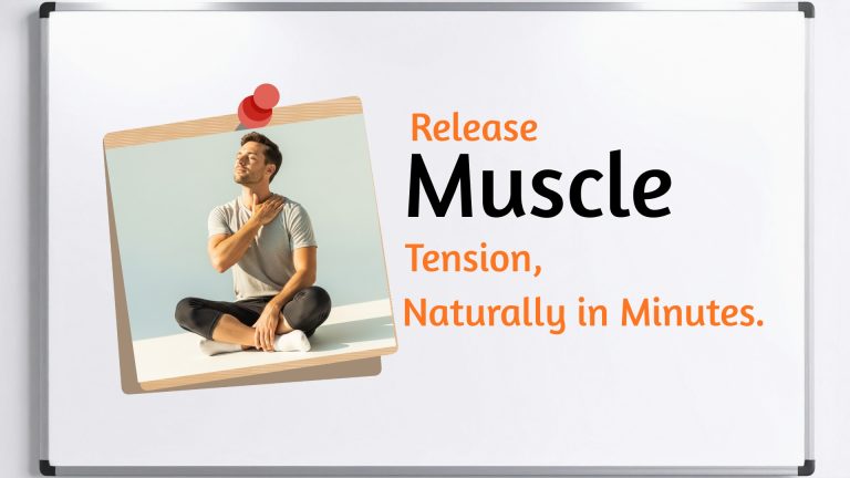 Person with eyes closed gently touching neck demonstrating muscle tension relief technique in peaceful setting