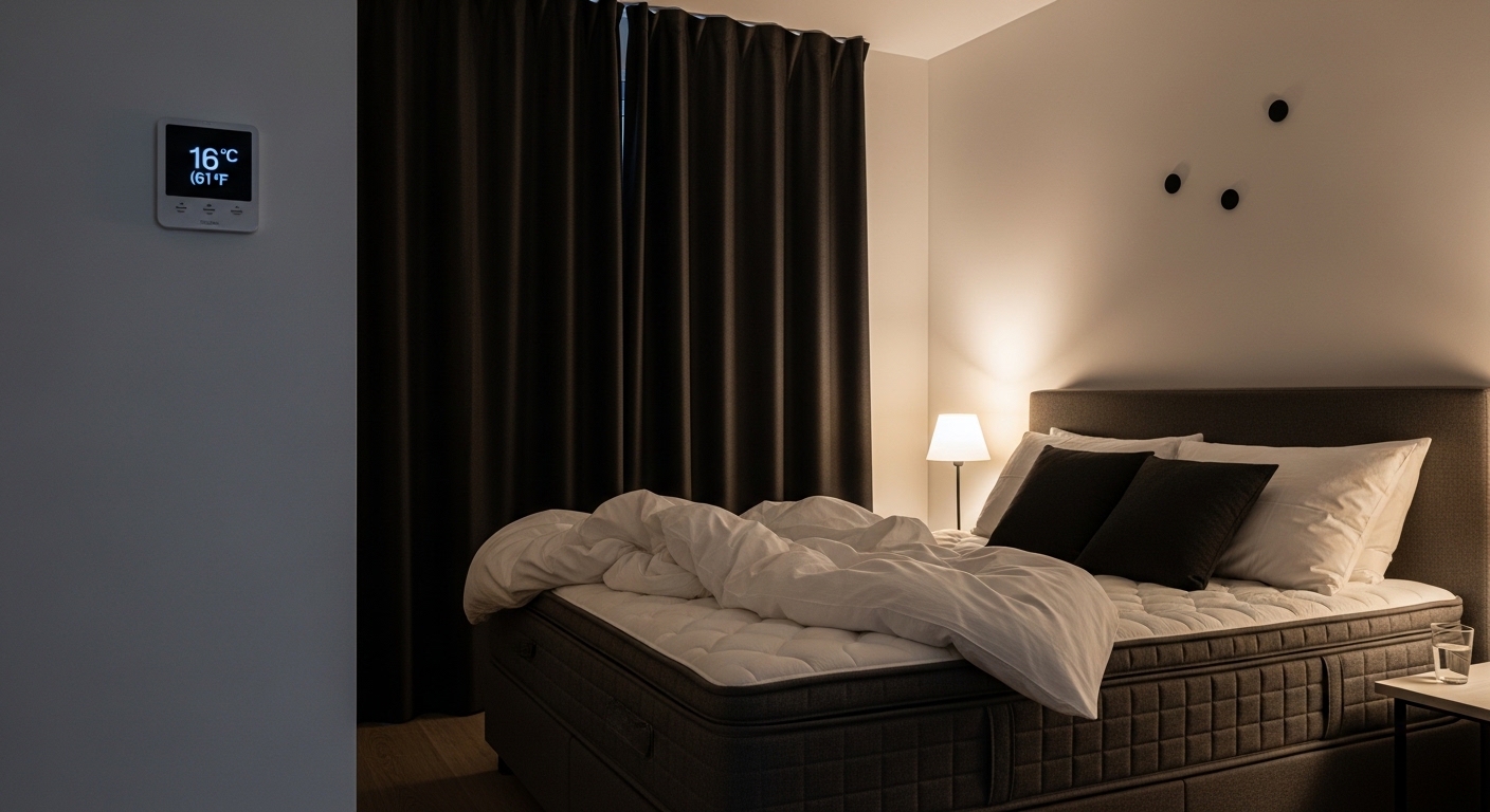 Recover Faster: 5 Sleep, Breath & Mind Reset Hacks. 2 Cool, dark bedroom environment optimized for sleep quality to recover faster from intense workouts