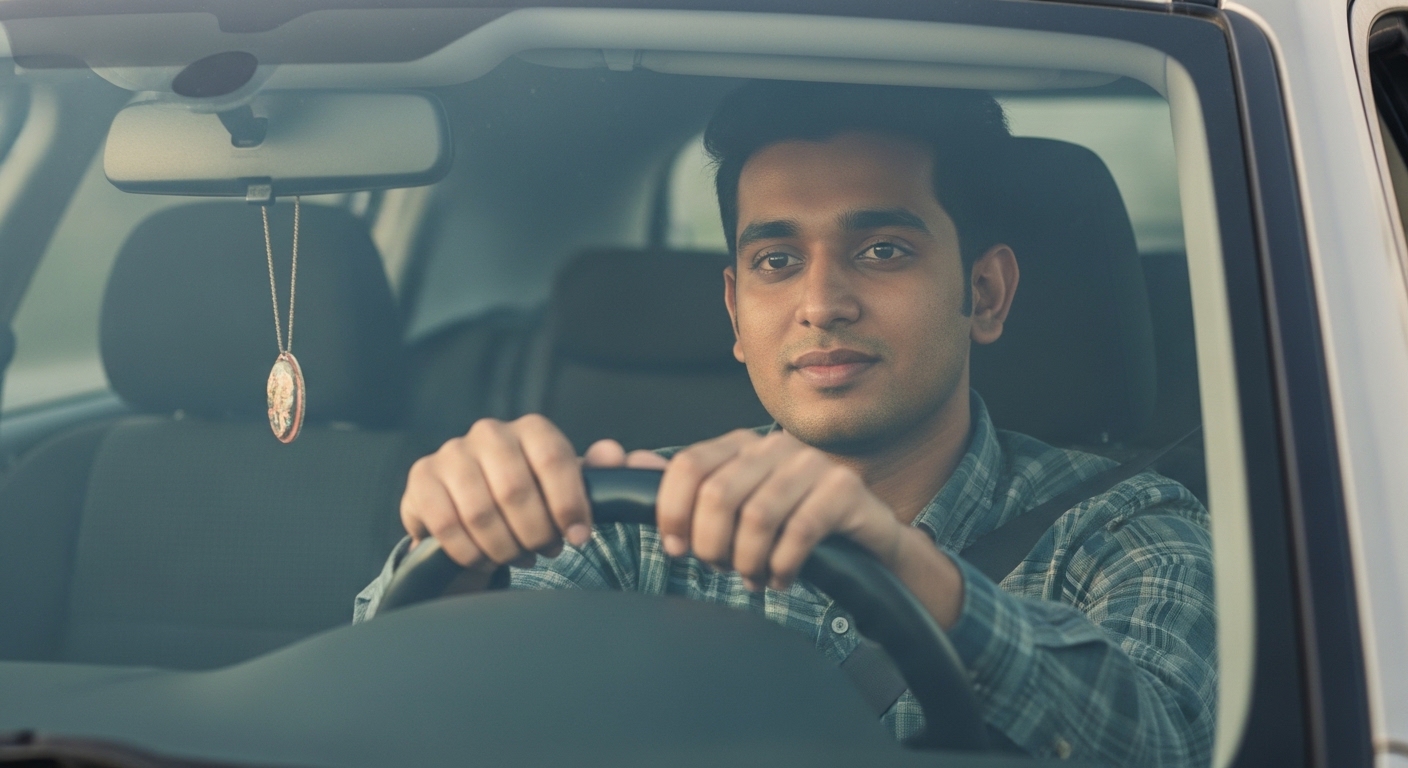Why Am I Feeling So Lost, a man sitting in a parked car staring ahead, representing internal emptiness after a productive week