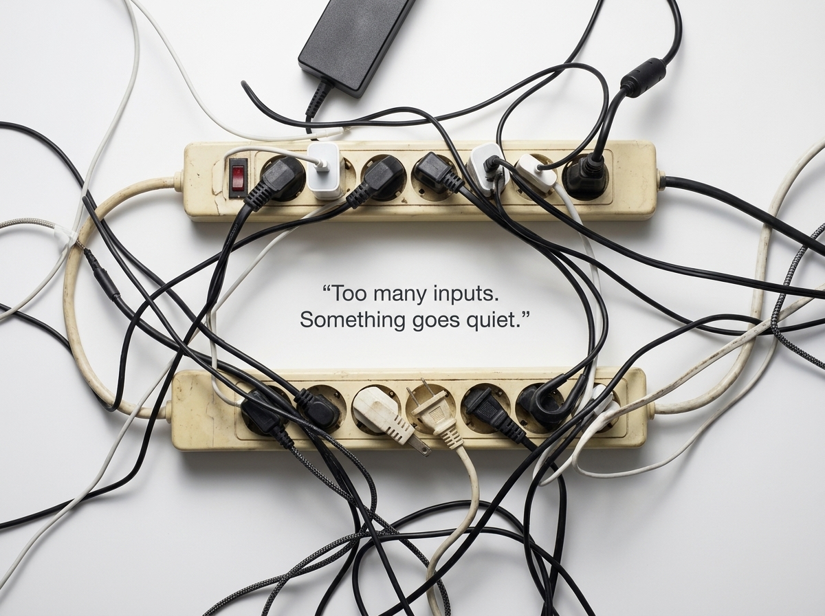 Overloaded power strip as a metaphor for why do I feel numb too many stressors draining the nervous system until it shuts down