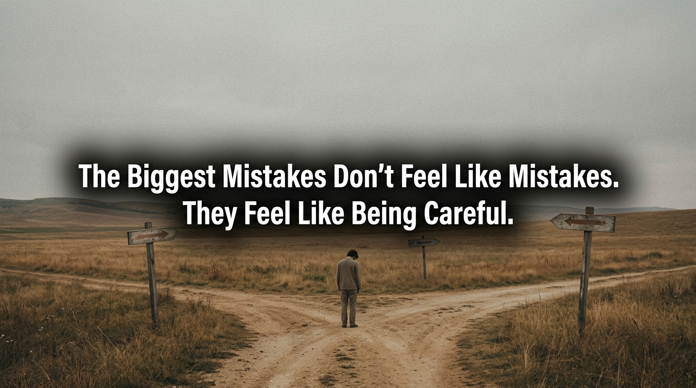 Person at crossroads representing common self sabotage mistakes that feel like rational decisions.