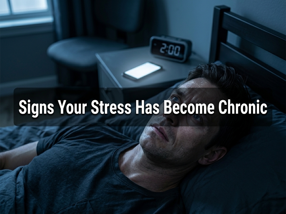 Person awake at night showing signs of why am i so stressed