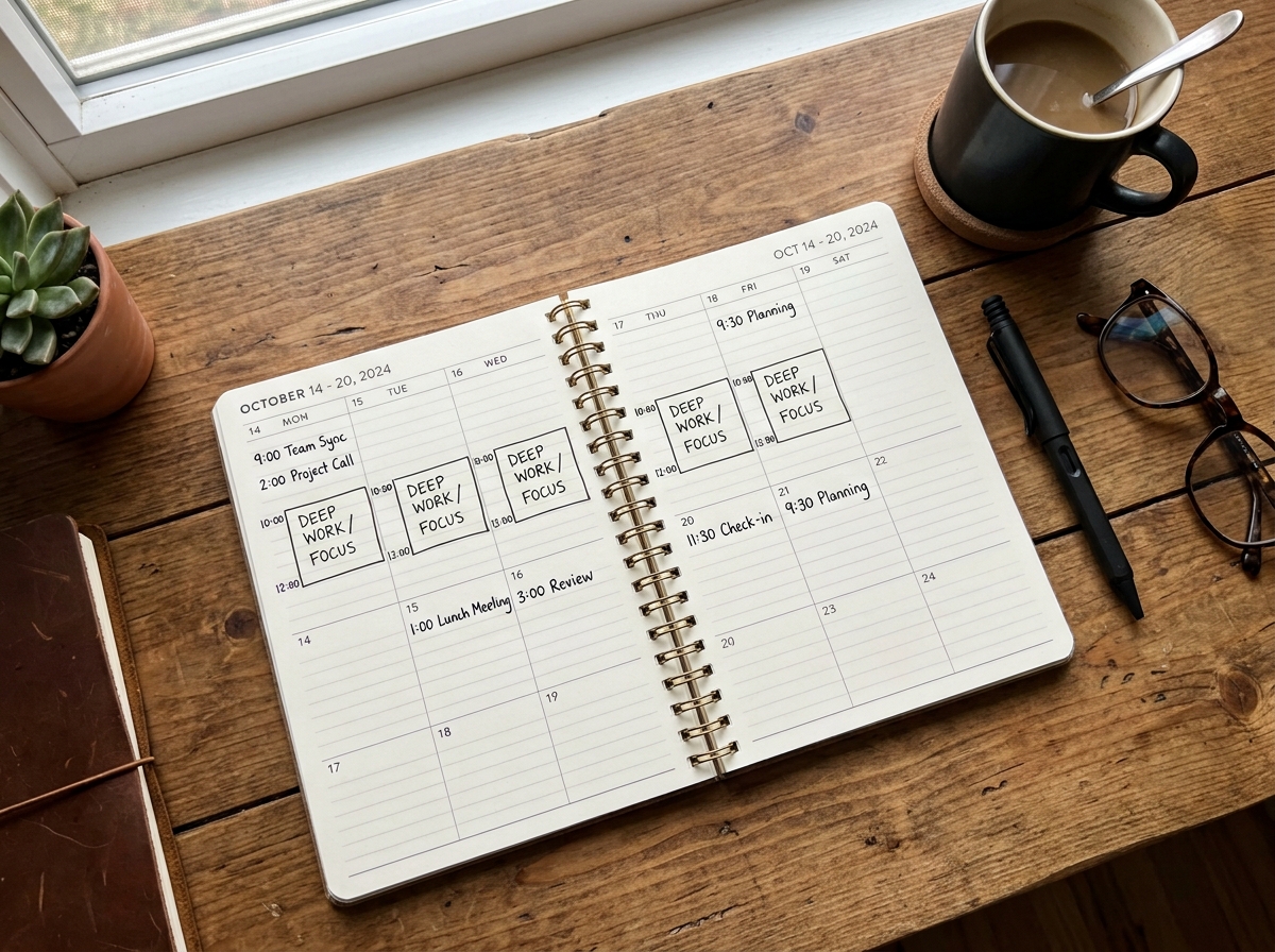 Burnout From Work: The Shocking Debt Your Body Must Pay 6 Planner with daily recovery time blocked off, a strategy to prevent burnout from work.